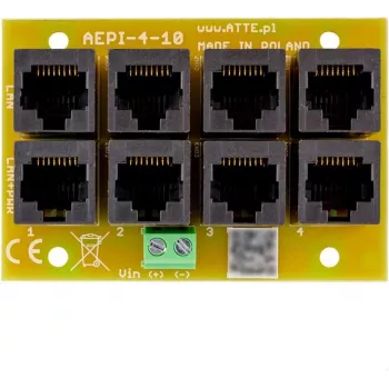 ATTE AEPI-4-10-OF Adaptador PoE pasivo de 4 canales, 10/100 Mbps