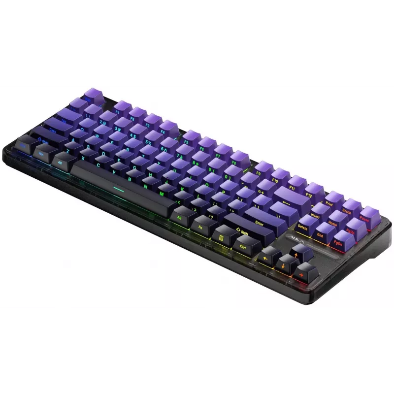 AULA Gasket F87 Pro Teclado Negro Lila GrayWoodV4 RGB