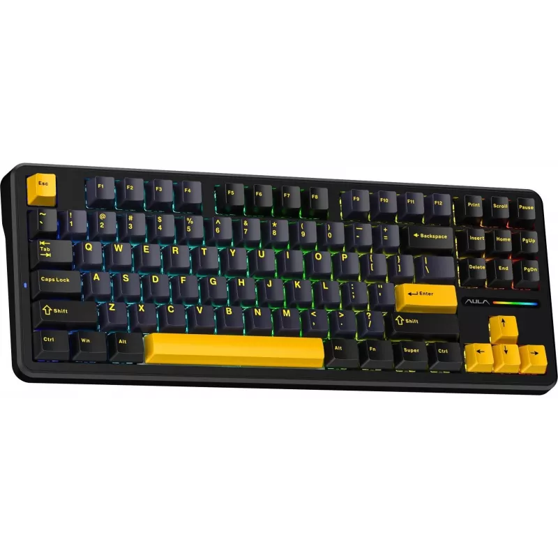 AULA Gasket F87 Thunder Black GrayWood Teclado RGB