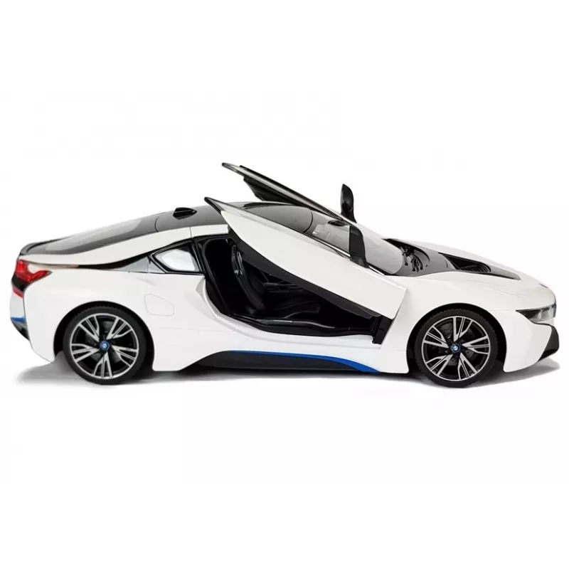 Coche R/C BMW i8 Rastar 1:14 blanco con puertas automáticas