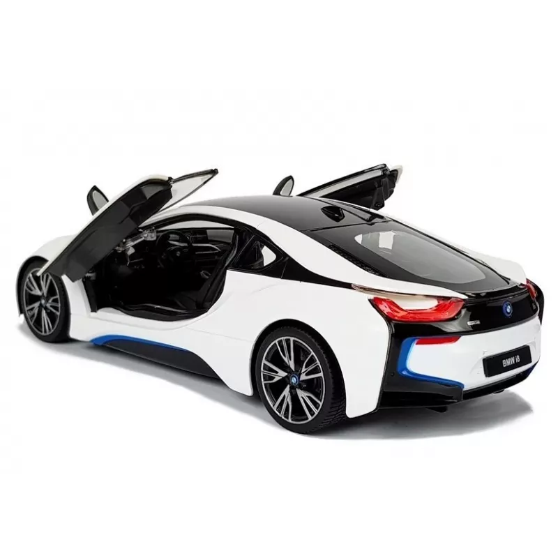 Coche R/C BMW i8 Rastar 1:14 blanco con puertas automáticas