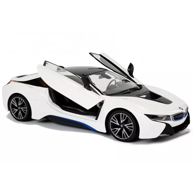 Coche R/C BMW i8 Rastar 1:14 blanco con puertas automáticas