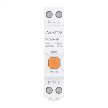 AVATTO WCB16 interruptor automático magnetotérmico WiFi inteligente 1P 16A 230V carril DIN con monitorización de consumo