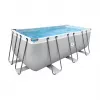 AVENLI Piscina rectangular gris con estructura 400x207x122 cm con bomba de filtrado, escalera, cubierta