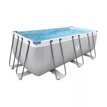 AVENLI Piscina rectangular gris con estructura 400x207x122 cm con bomba de filtrado, escalera, cubierta