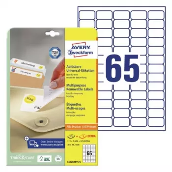 AVERY Zweckform ProNature etiquetas multiuso removibles 38,1 x 21,2 mm blancas - 1750 etiquetas (L6026REV-25)