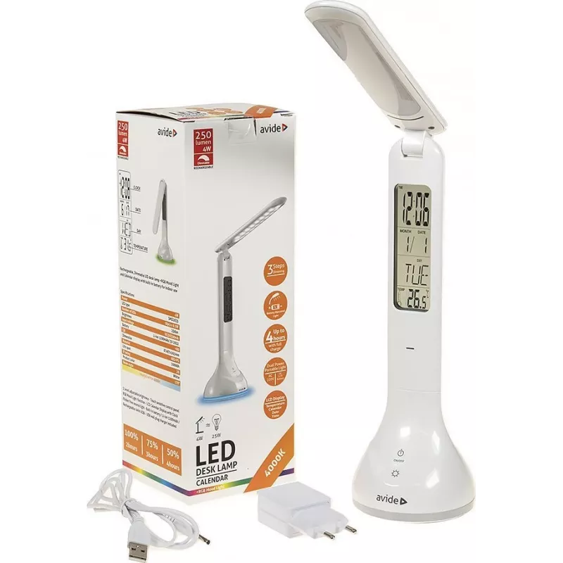 Avide lámpara de escritorio LED RGB calendario blanca 4W 250lm