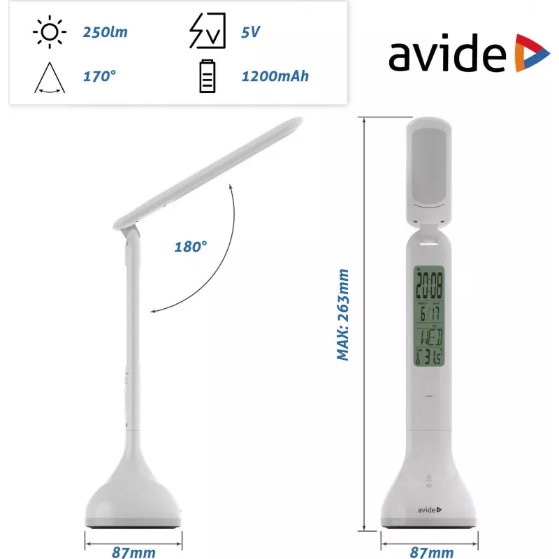 Avide lámpara de escritorio LED RGB calendario blanca 4W 250lm
