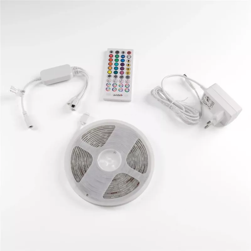 Avide Tira LED blíster 12V 16W RGB 5m con mando a distancia IR