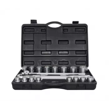 AWTOOLS Juego de vasos de 21 piezas con cuadradillo de 3/4 pulgadas, 12 puntas, métrico, con carraca y maletín