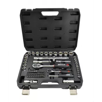 AWTOOLS Juego de vasos de 72 piezas 1/2 pulgadas y 1/4 pulgadas de accionamiento BLACK LINE