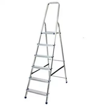 Escalera de aluminio AWTOOLS 6 peldaños 150 kg