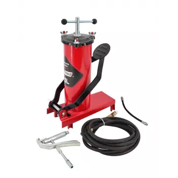 AWTOOLS AW15940 Bomba de aire de pie - Monocilíndrica, 10 BAR, manómetro analógico, bastidor de acero, Negro/Plata