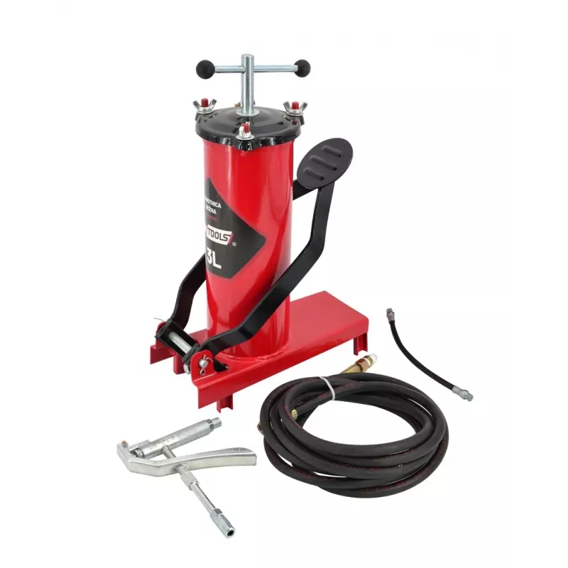 AWTOOLS AW15940 Bomba de aire de pie - Monocilíndrica, 10 BAR, manómetro analógico, bastidor de acero, Negro/Plata