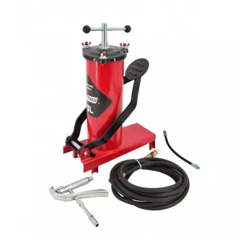 AWTOOLS AW15940 Bomba de aire de pie - Monocilíndrica, 10 BAR, manómetro analógico, bastidor de acero, Negro/Plata