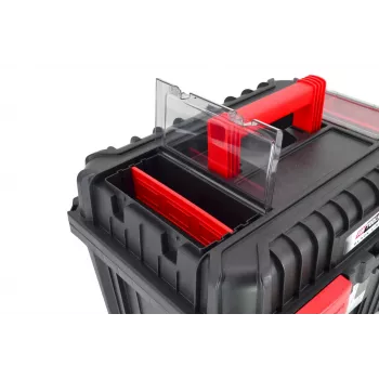 AWTOOLS AW30533BL caja organizadora de herramientas de 12 compartimentos con tapa transparente, negra