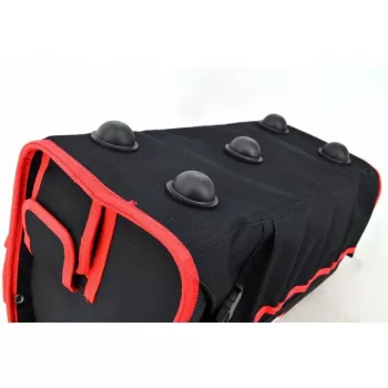 AWTOOLS AW30661 maletín de herramientas, 480 x 250 x 250 mm, polipropileno resistente a impactos, negro con detalles rojos, cierres metálicos, argolla para candado, asa plegable, 2 organizadores en tapa