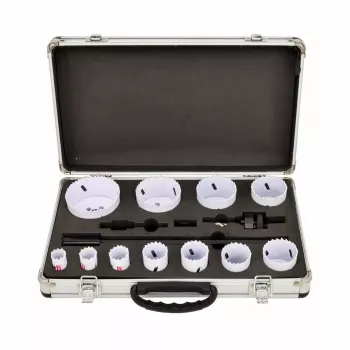 Juego de sierras de corona bimetálicas AWTOOLS 19-76 mm 15 piezas BLACK LINE maletín metálico