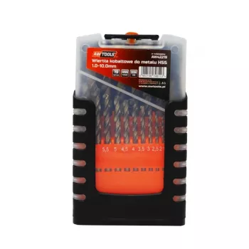Juego de brocas para metal de cobalto AWTOOLS 19 piezas 1,0-10,0 mm HSS-Co M35 DIN 338