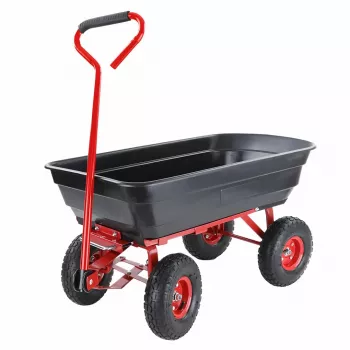 AWTOOLS Carro de jardín / carro basculante 4 ruedas 75L