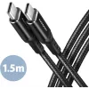 AXAGON BUCM-CM15AB cable USB-C a USB-C 2.0, 1,5 m, PD 60 W, 3 A, trenzado – negro