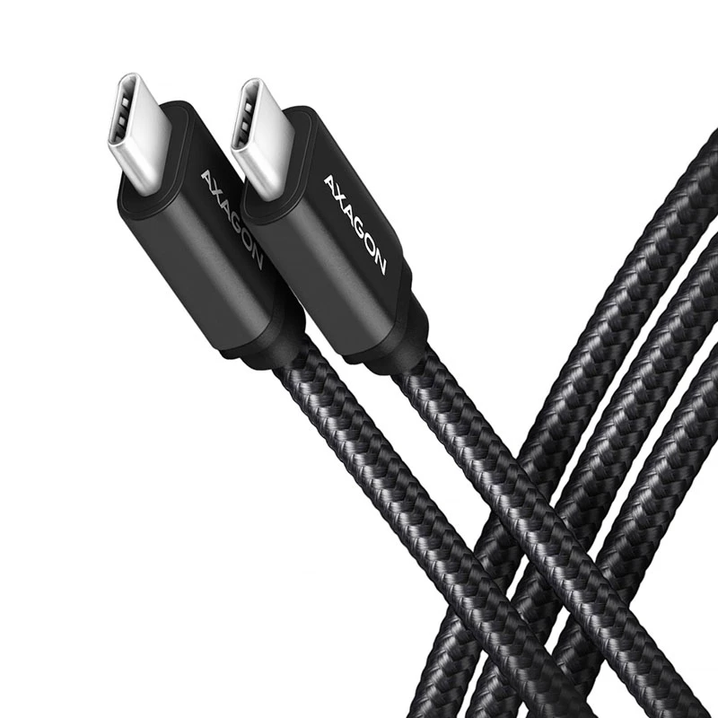 AXAGON BUCM-CM15AB cable USB-C a USB-C 2.0, 1,5 m, PD 60 W, 3 A, trenzado – negro