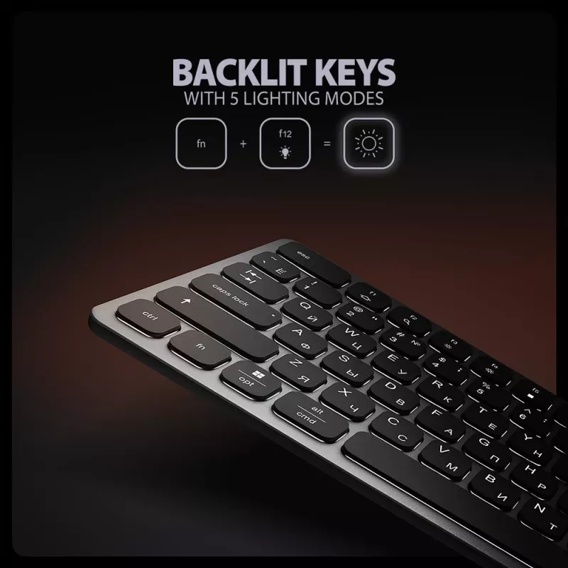 Teclado AXAGON HMC-KB-CRL USB-C con hub 9 en 1, HDMI 4K, PD 100W, Gigabit Ethernet, lector de tarjetas, negro