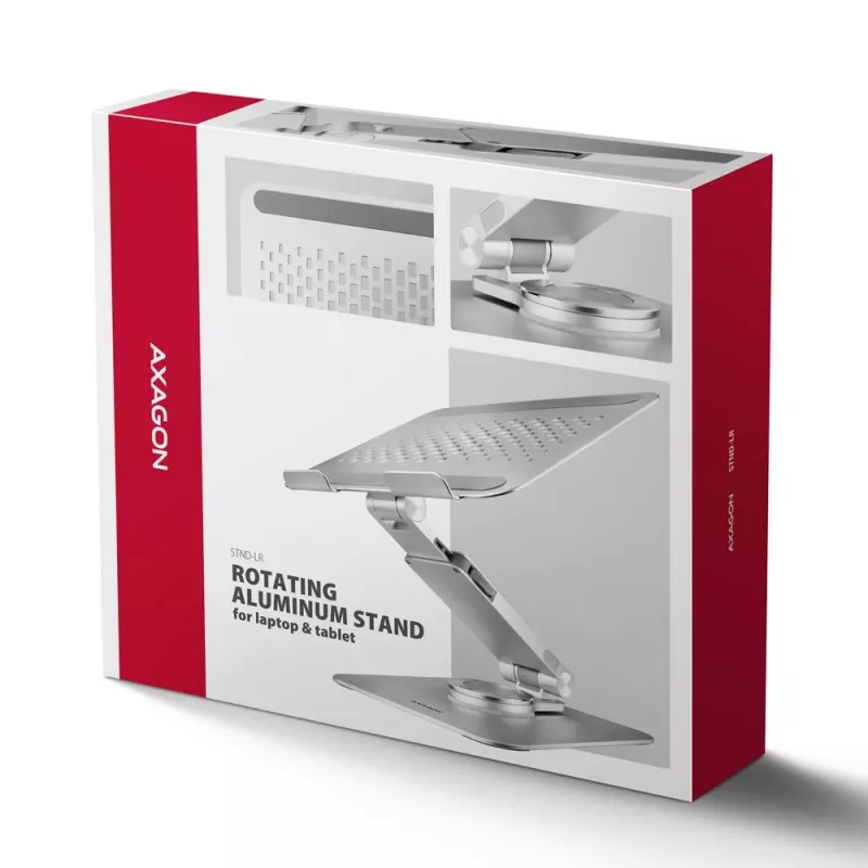AXAGON STND-LR soporte para portátil de aluminio giratorio 360° para portátiles de 10