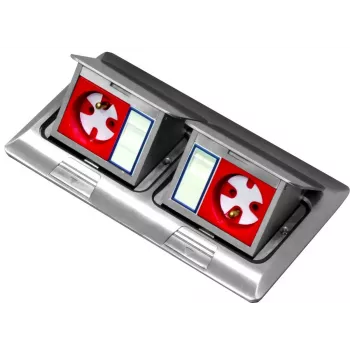 BACHMANN Mini Floor Box 2x3M – caja doble de mesa y suelo para módulos de 45x45 mm, tapa abatible, gris