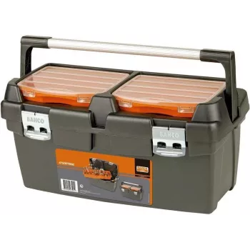 Bahco 4750PTB60 Caja de herramientas / caja de surtido, 600 x 270 x 270 mm, polipropileno, Negro/Naranja, bandeja extraíble, con cerradura