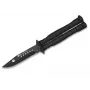 Balisong Mariposa K25 02131 Negro Hoja clip-point de acero inoxidable 440 Mango de aluminio