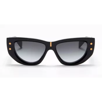 Balmain BPS-151A-55 Gafas de Sol Mujer Negro Acetato Cristal de Policarbonato Gris 55 mm