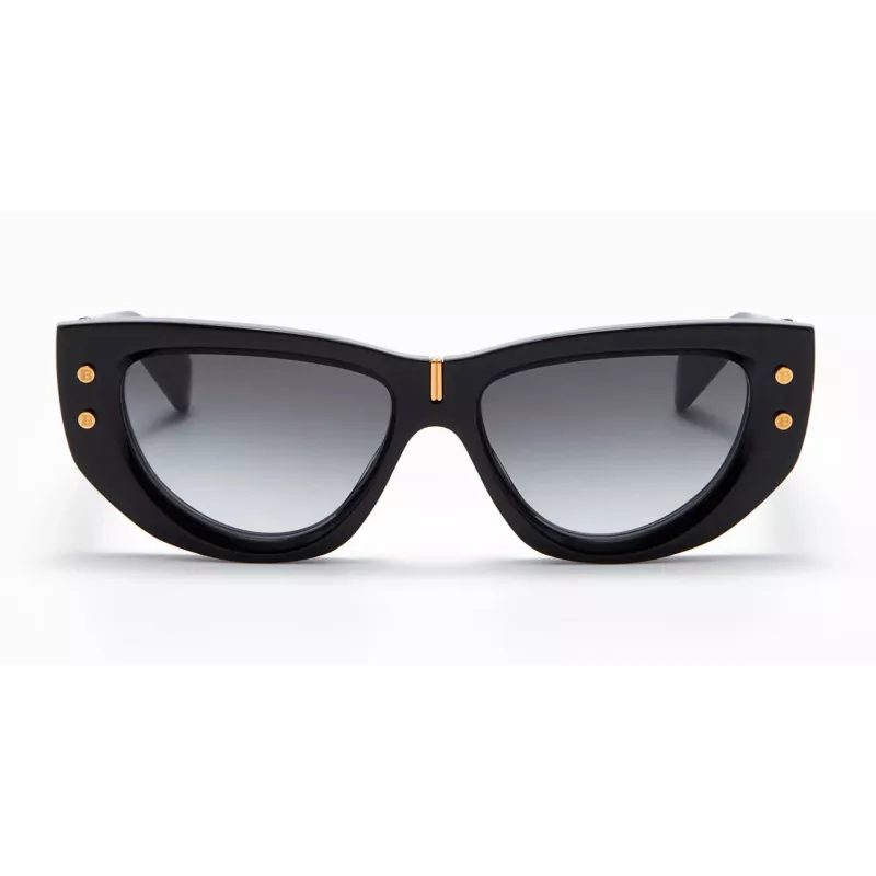 Balmain BPS-151A-55 Gafas de Sol Mujer Negro Acetato Cristal de Policarbonato Gris 55 mm