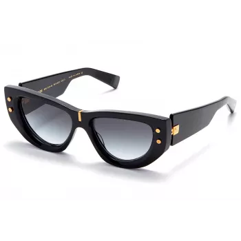 Balmain BPS-151A-55 Gafas de Sol Mujer Negro Acetato Cristal de Policarbonato Gris 55 mm