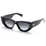 Balmain BPS-151A-55 Gafas de Sol Mujer Negro Acetato Cristal de Policarbonato Gris 55 mm