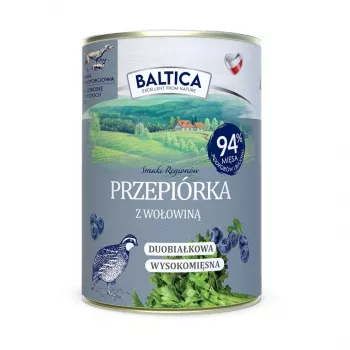 BALTICA Smaki Regionów Codorniz con ternera Alimento húmedo para perros 400g