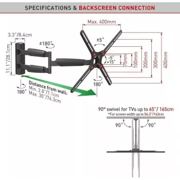 BARKAN BM343XL Soporte de pared para TV totalmente articulado para TVs de 13-65