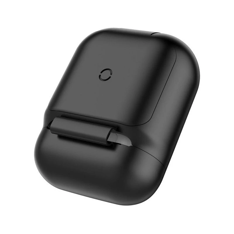 Baseus Apple funda protectora de silicona 2in1 y cargador inalámbrico para AirPods negro
