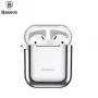 Baseus Funda protectora de silicona ultrafina Metallic Shining con gancho para AirPods 1 / 2 Silver