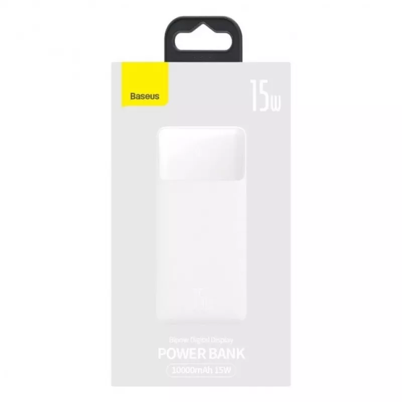Baseus Bipow batería externa con pantalla 10000mAh 15W (Overseas Edition) Blanca