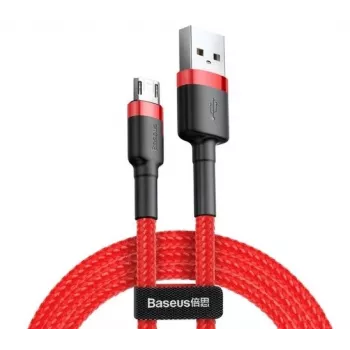 Baseus Cable Cafule, Trenza de Nylon Resistente, USB / Micro USB QC3.0 2.4A 1M Rojo