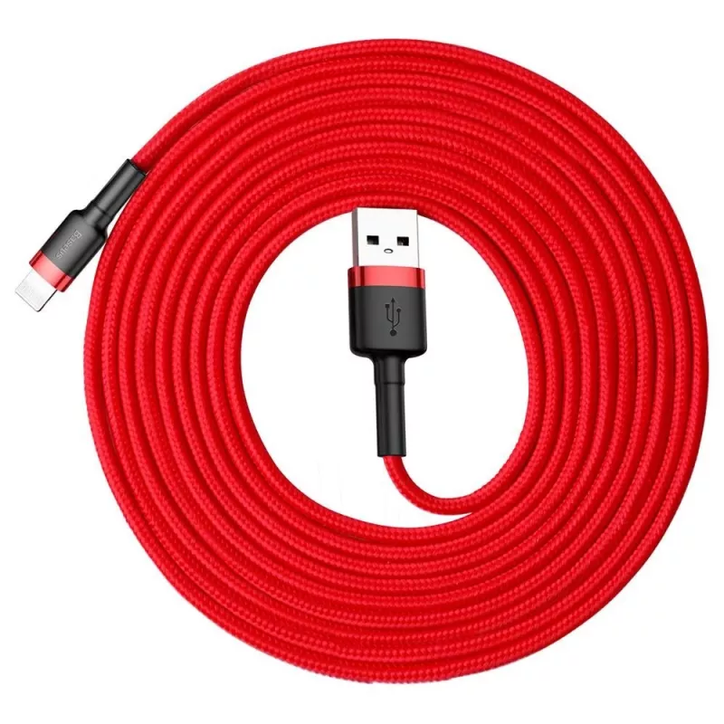 Cable Lightning Baseus Cafule 2A 3 m rojo/negro (CALKLF-R09)