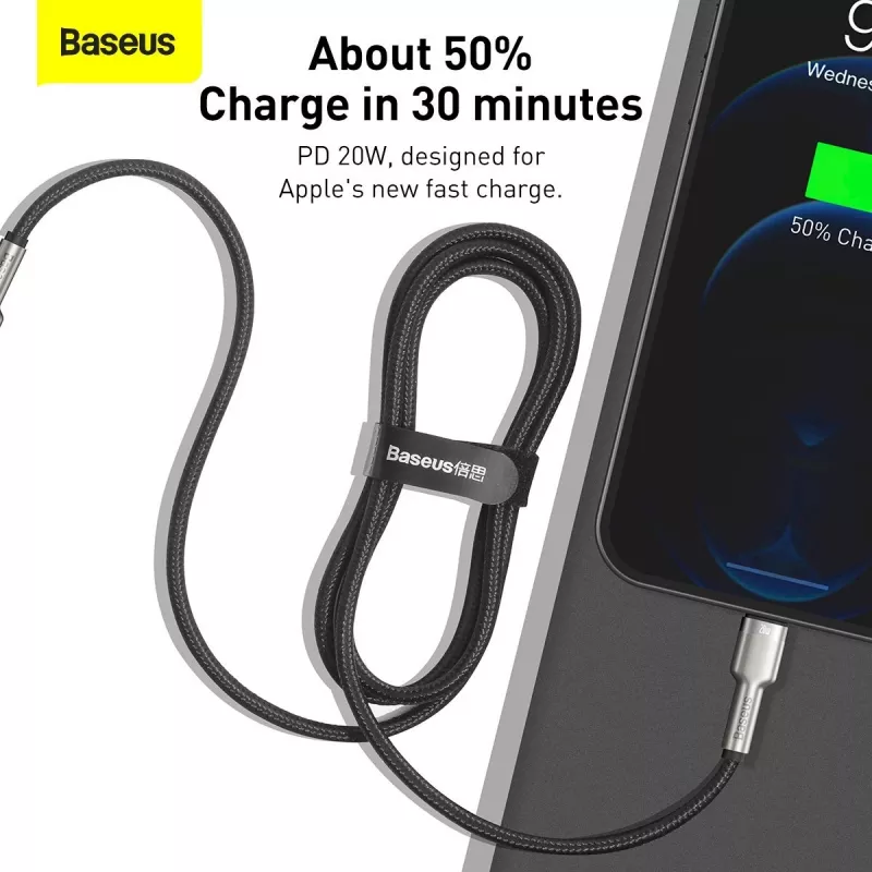 Baseus Cafule Series cable USB-C a Lightning de metal PD 20W 1m negro