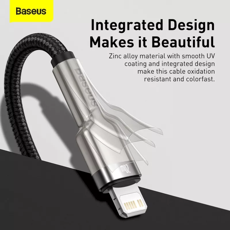 Baseus Cafule Series cable USB-C a Lightning de metal PD 20W 1m negro