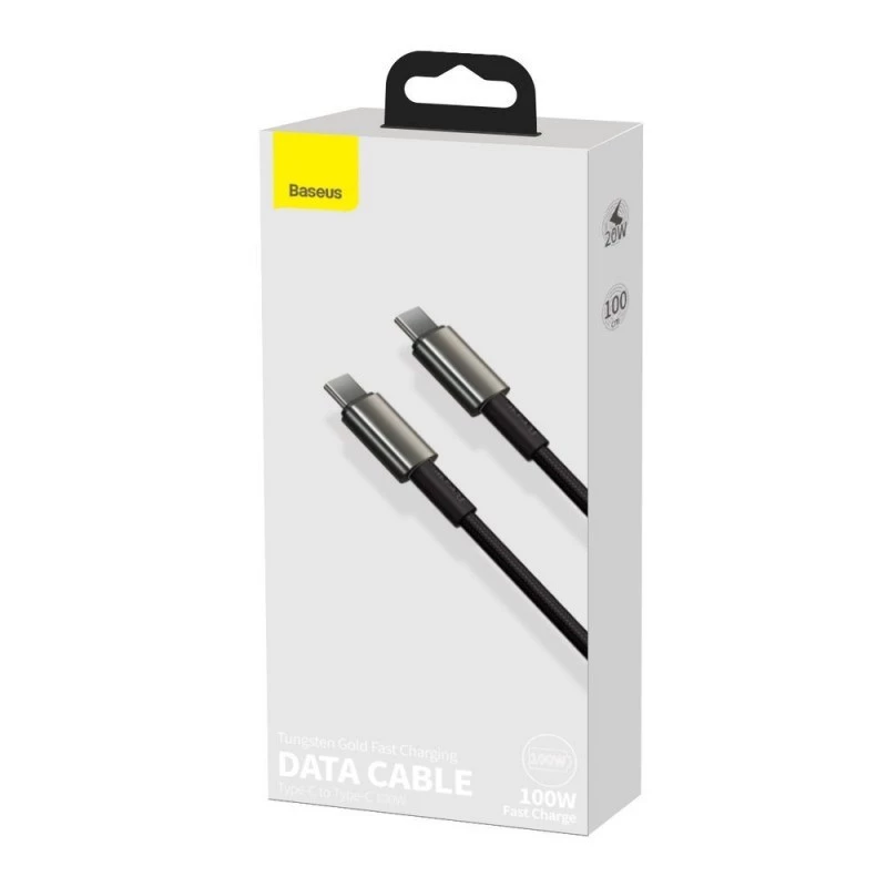 Baseus Tungsten Gold cable USB-C a USB-C, 100W, 1 m, negro
