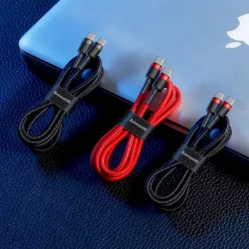 Baseus Cafule Cable de carga rápida USB-C a USB-C PD 2.0 60W, 2m, rojo (CATKLF-H09)