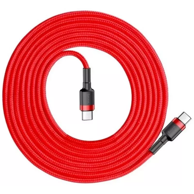 Baseus Cafule Cable de carga rápida USB-C a USB-C PD 2.0 60W, 2m, rojo (CATKLF-H09)