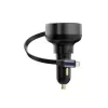 Cargador de coche Baseus Enjoyment Pro carga rápida Type-C hembra, Lightning macho (0,75 m) cable retráctil integrado, 55W negro EU