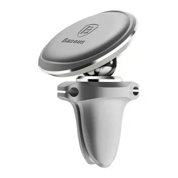 Baseus soporte magnético para coche para teléfono (rejilla de ventilación) 360 grados con clip para cable, plata