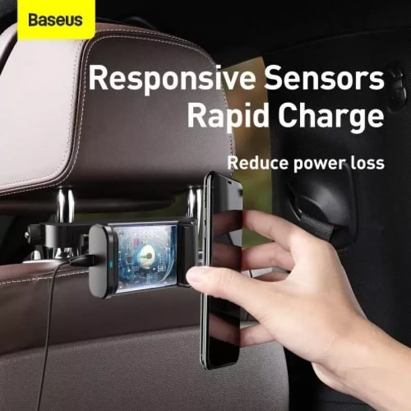 Baseus Soporte de coche con cargador inalámbrico Energy Storage para teléfono en el asiento trasero 15W Negro (WXHZ-01)